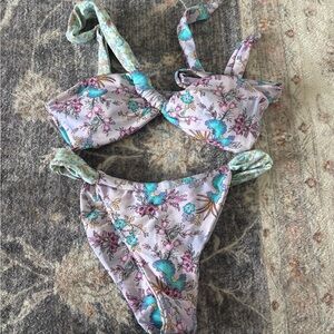Blackbough Floral Bikini Set with Blue Accents